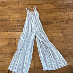 Navy blue and white stripe jumpsuit